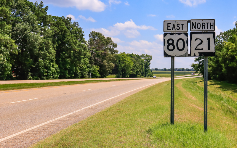 View along US 80 East, path of the 1965 Selma to Montgomery Voting Rights March, along the Selma to Montgomery NHT