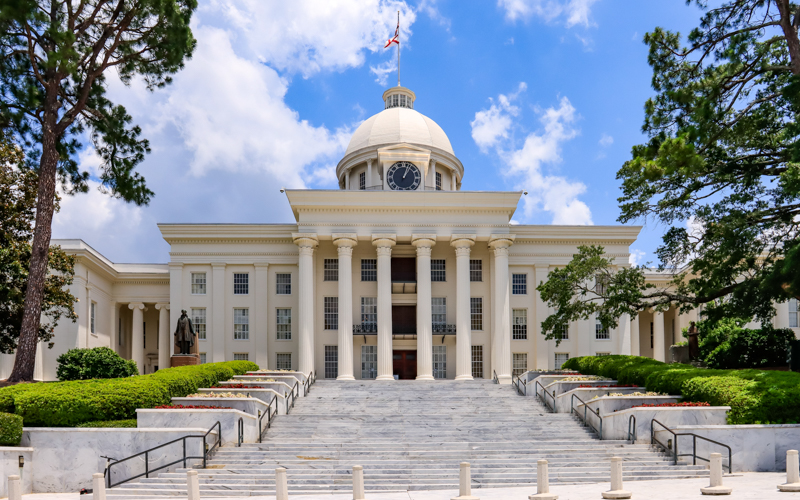 Closeup of the Alabama State Capitol in Montgomery along the Selma to Montgomery NHT
