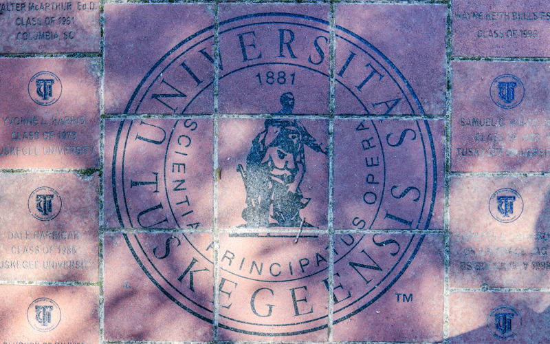 Tuskegee seal on the Legacy Walkway in Tuskegee Institute NHS