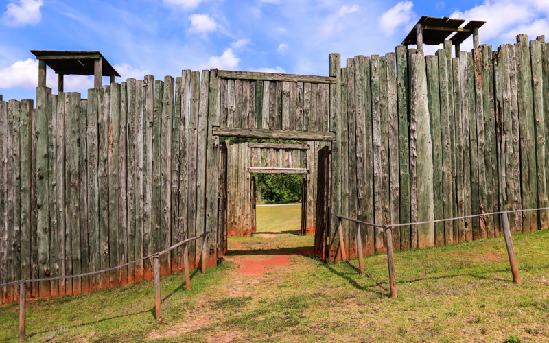 View outward through the North Gate Reconstruction in Andersonville NHS