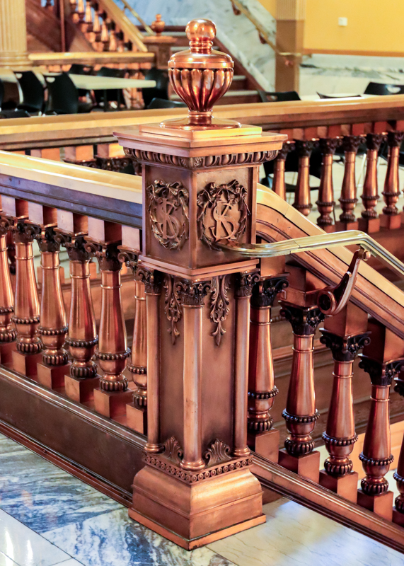 Stairway pedestal in the Kansas Statehouse in Brown v Board of Edu NHP