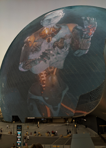 Robot figure appears on the dome at The Sphere in Las Vegas