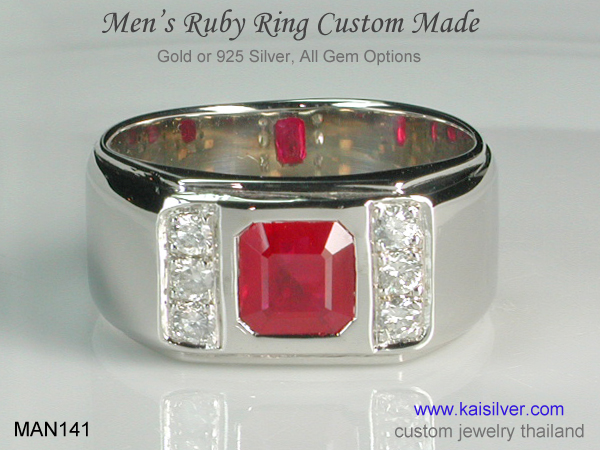 Ruby Ring For Man, Custom Ruby Diamond Band For Men 