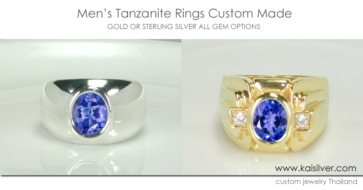 Mens Tanzanite Ring - Gold Or Silver Tanzanite Rings For Men 