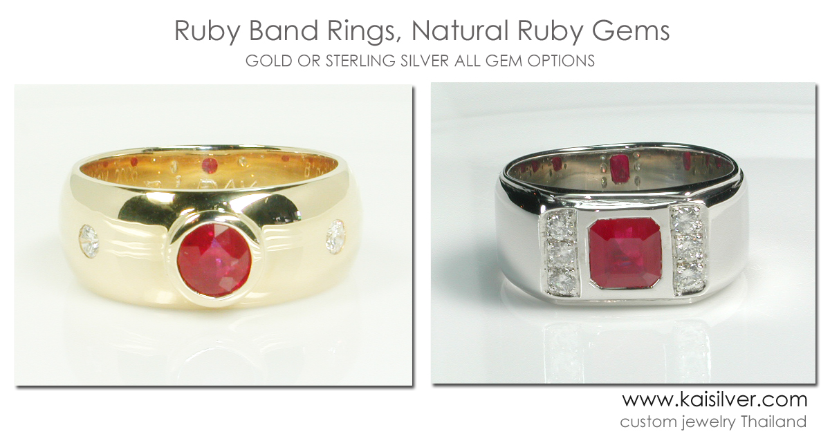 Ruby Band Ring Gold Or Silver Ring With Natural Ruby Gemstone 