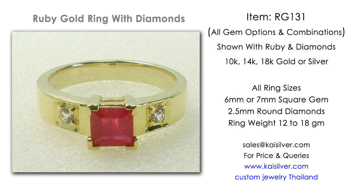Ruby Gold Ring Custom Ruby Gemstone Ring, White Yellow Or Pink Gold 