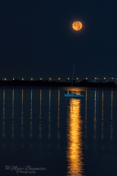 Supermoon Setting Over The Delaware 53179