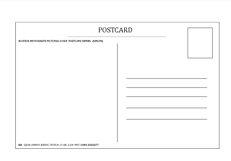 006 Postcard Reverse QR 747SR