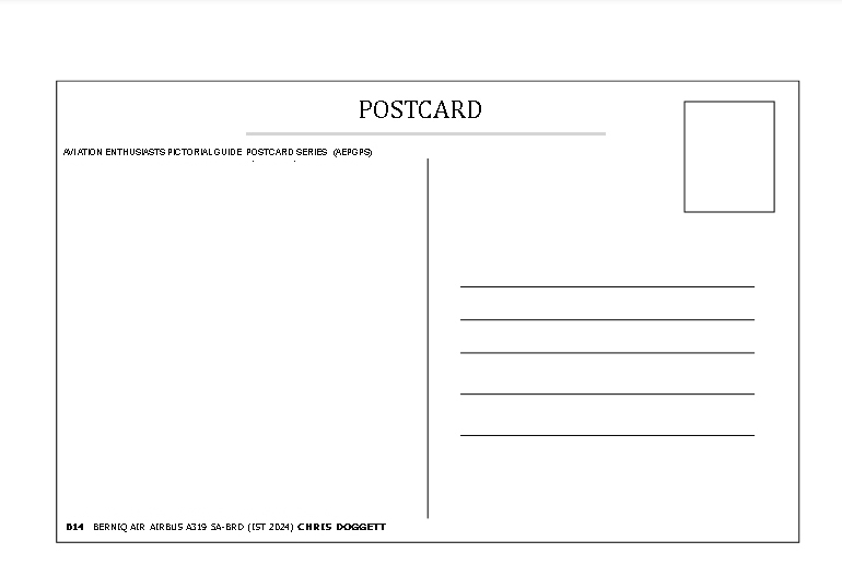 014 Postcard Reverse A320 Berniq Ai
