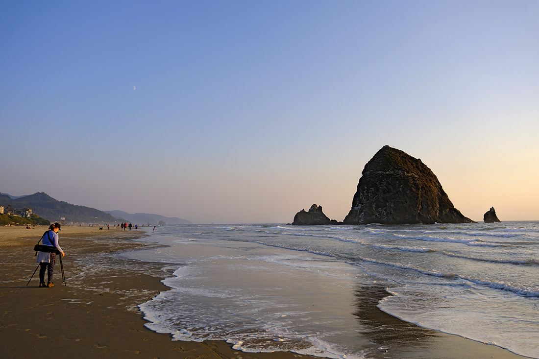 Cannon Beach, Oregon at sunset 