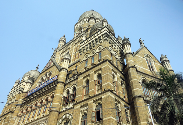 Facade, Victoria Rail Terminus, Mumbai, India.