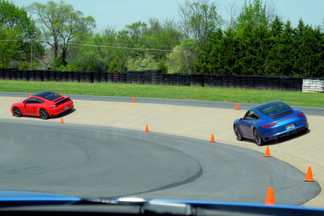 2018 Porsche 911 4S follows a 2018 Porsche 911 T at Porsche Driving Experience in Summit Point, WV (2712)