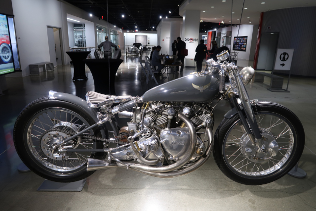 2011 Black Cafe Racer, based on 1952 Vincent Black Shadow, fabricated and built by Falcon Motorcycles, Los Angeles (2015)