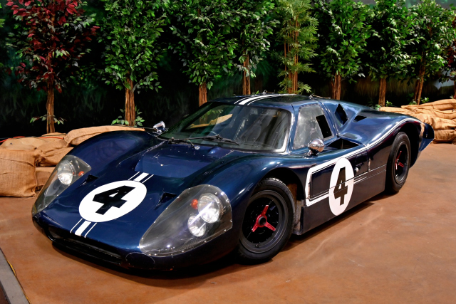 A red 1967 Ford GT40 Mk IV identical to this one was driven to victory at Le Mans in 1967 by Dan Gurney and A.J. Foyt. (0012)