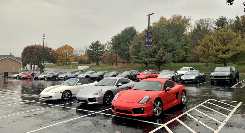 TOUR #7: Middletown, MD, starting point, PCA Chesapeake West Virginia Fall Colors Tour, Oct. 29, 2023. Some of 31 cars. (9739)