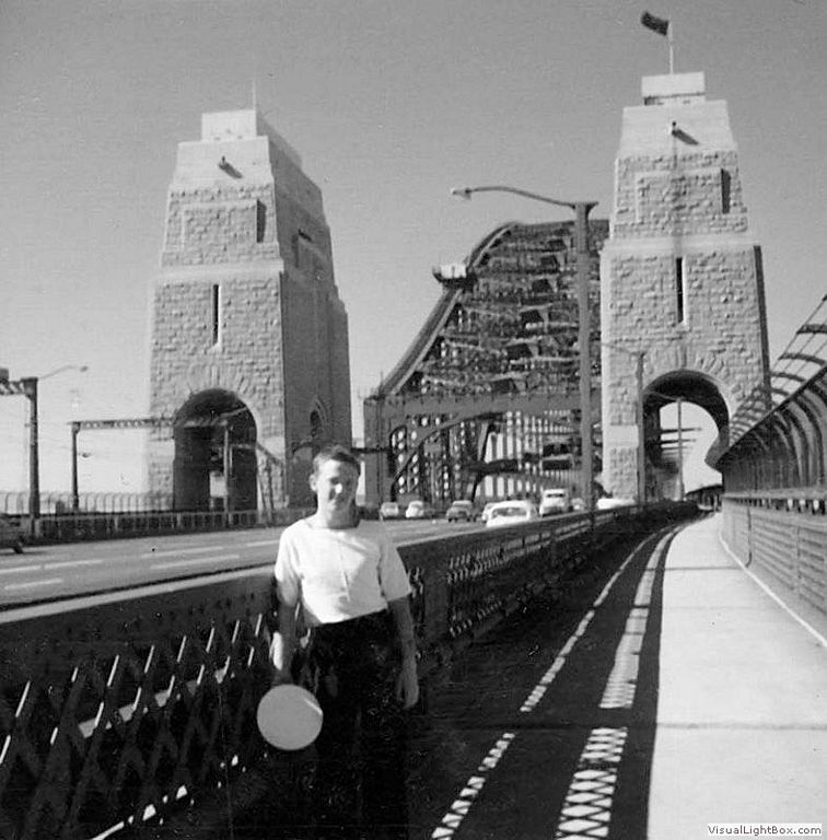 Feb 1968 me at Sydney Harbour bridge