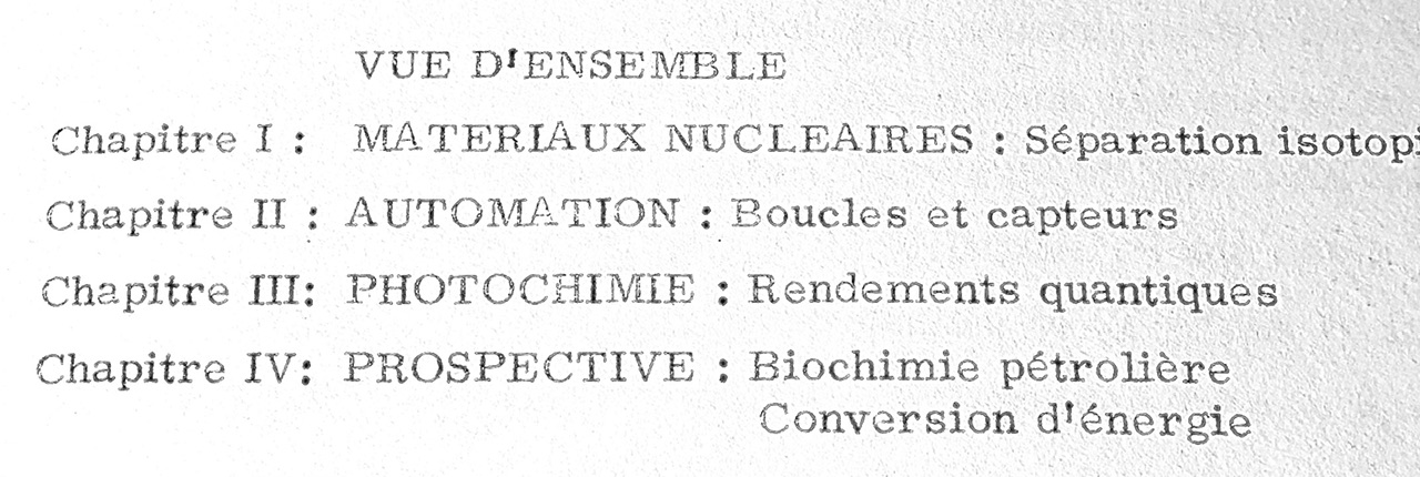 Programme de recherche 1964 des LCP