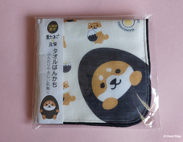 Owakudani souvenir black egg and shiba dog towel