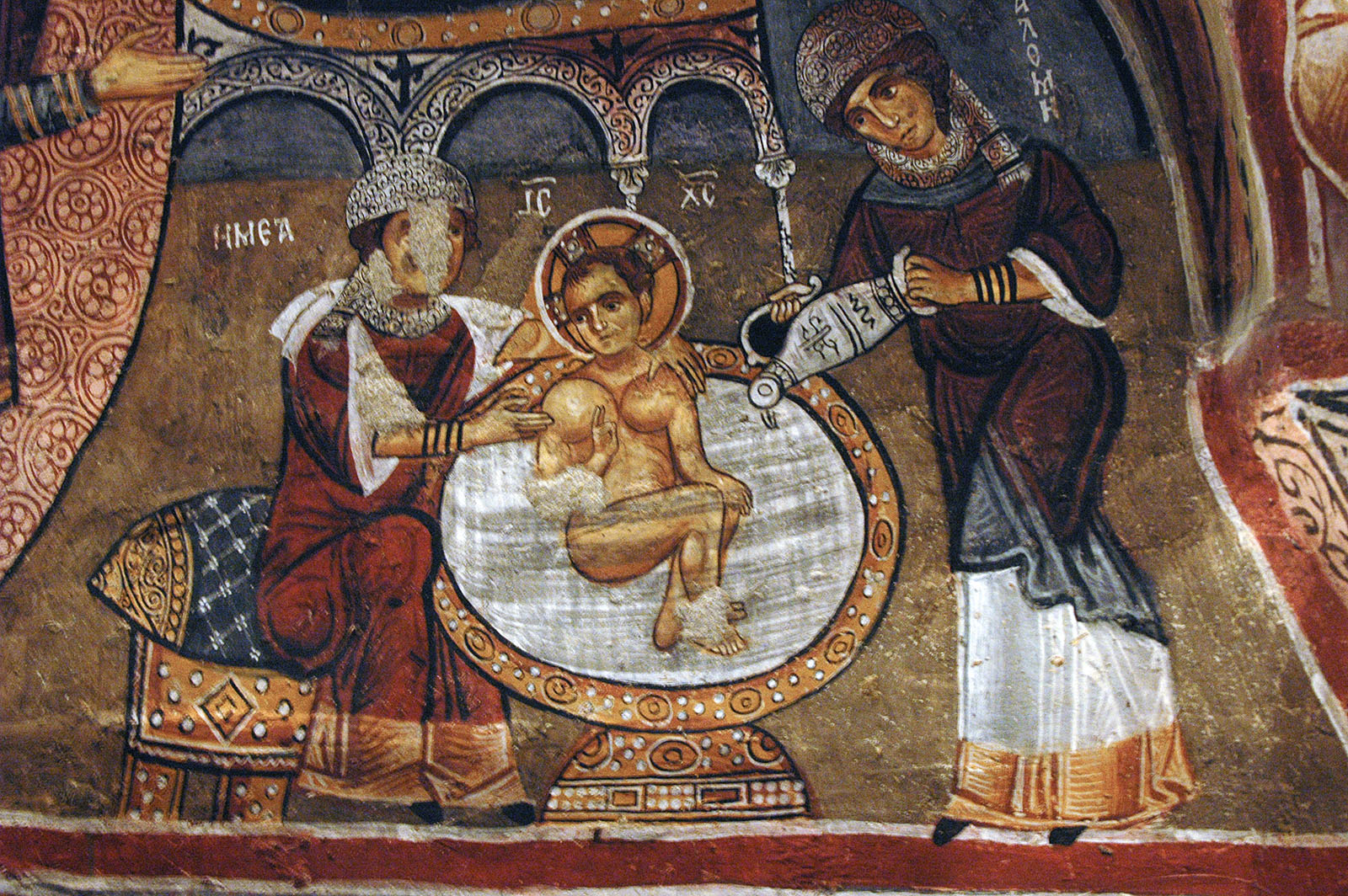 Dark Church Scene with newborn Christ bathed by Salome in 2004 6882edit.jpg