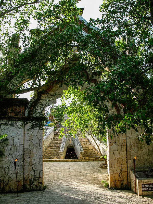 Entrance to Mayan Calendar Cemetary with 365 tombs - Xcaret Eco Theme Park