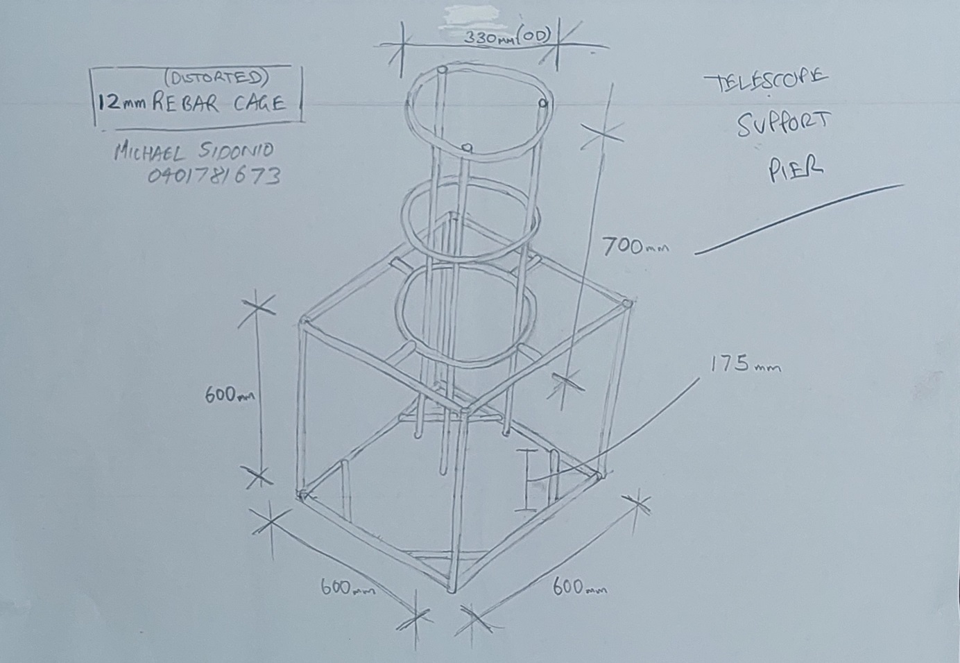 Proposed rebar cage for concrete pier and footing