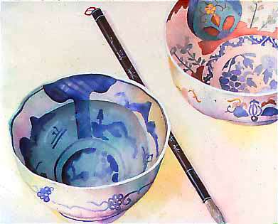 Chinese Bowls and Brush