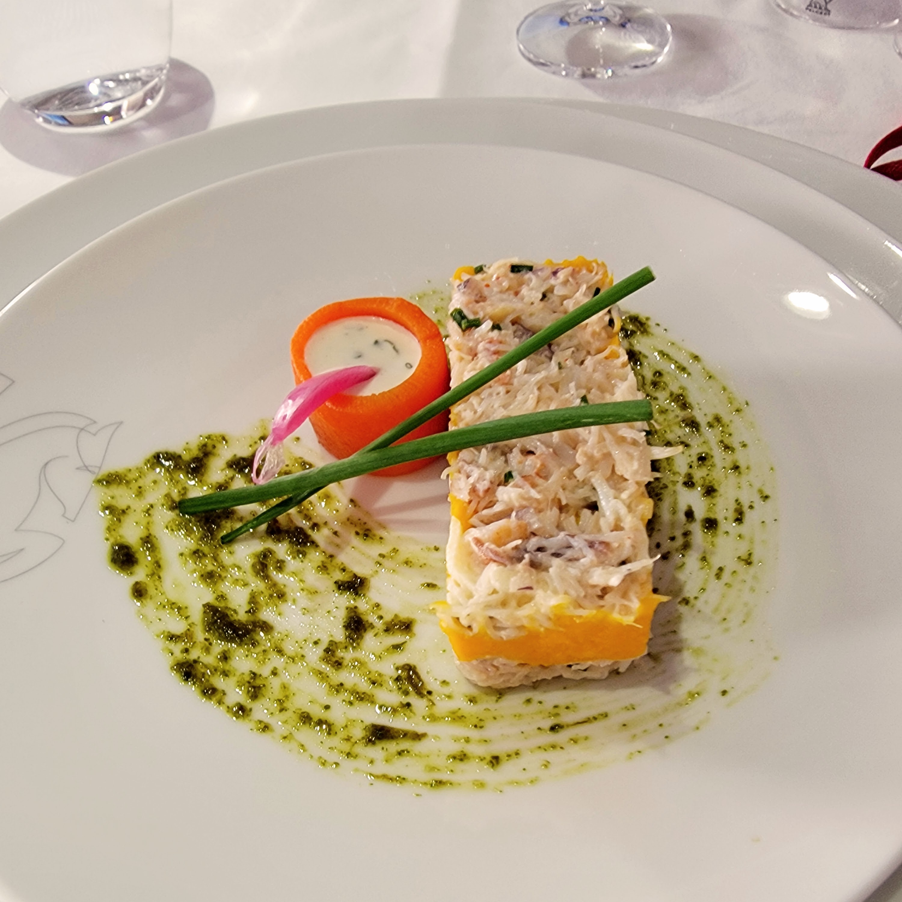 Crab cake with carrot and ginger
