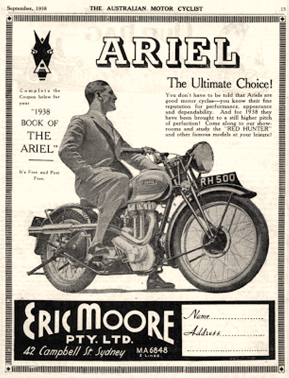 Ariel adv., Eric Moore P-L-Aust.MCylist-Sept.1938-008.jpg