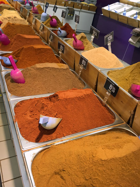 Fez grocery store -Spice section larger than at home - Moroc-i0250