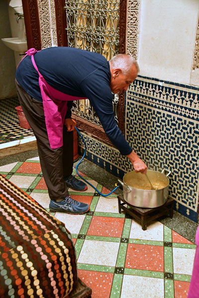 Moroccan Cooking Class - Frank on stir duty - Moroc-3149