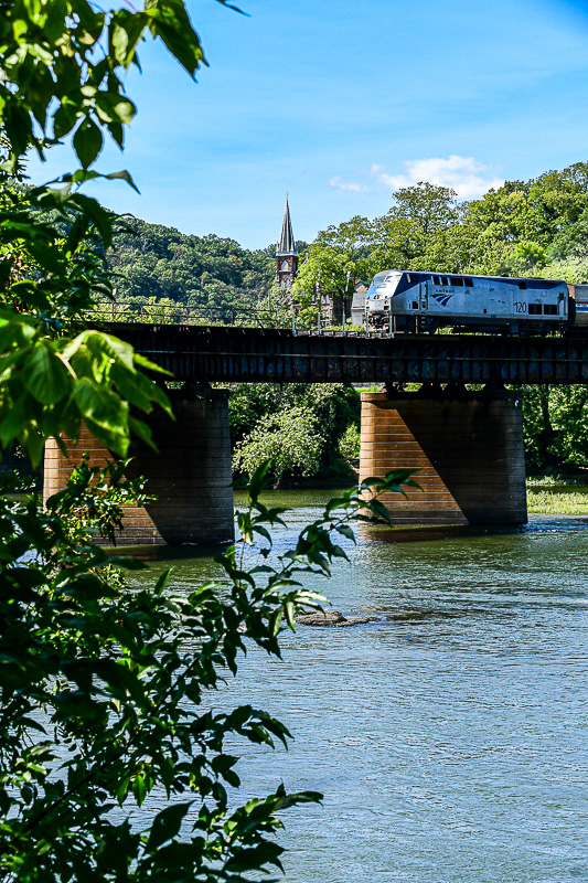 09 03 AmTrak train crossing the Potomac River at Harper's Ferry 9393