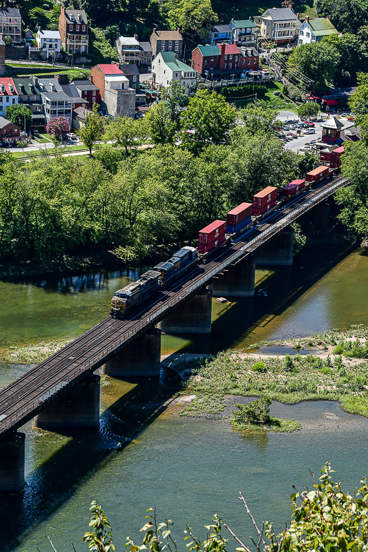 2024 09 03 South bound freight train crossing the Potomac River at Harper's Ferry, WVa 9426