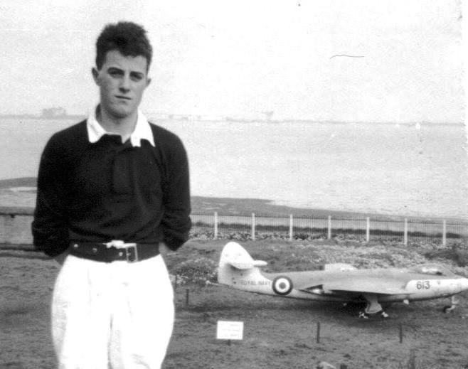 1960-61 - DENNIS WINN, DUNCAN, 222 CLASS, NEAR THE SPORTS FIELD WITH A SEA HAWK..jpg