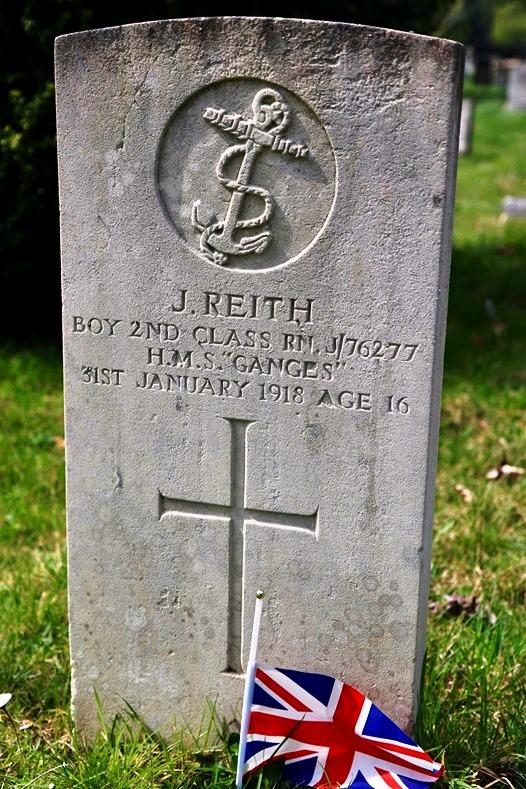 1918, 31ST JANUARY - J. REITH, BOY 2ND CLASS, J 76277, AGE 16, HMS GANGES, BOURNEMOUTH CEMENTRY.jpg