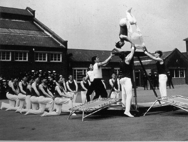 UNDATED - Display team practising outside Nelson Hall on the parade ground!