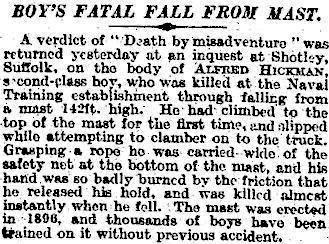 1928, 9TH OCTOBER - BOY HICKMAN, TIMES REPORT, ALFRED IS BURIED IN SHOTLEY CHURCHYARD.jpg