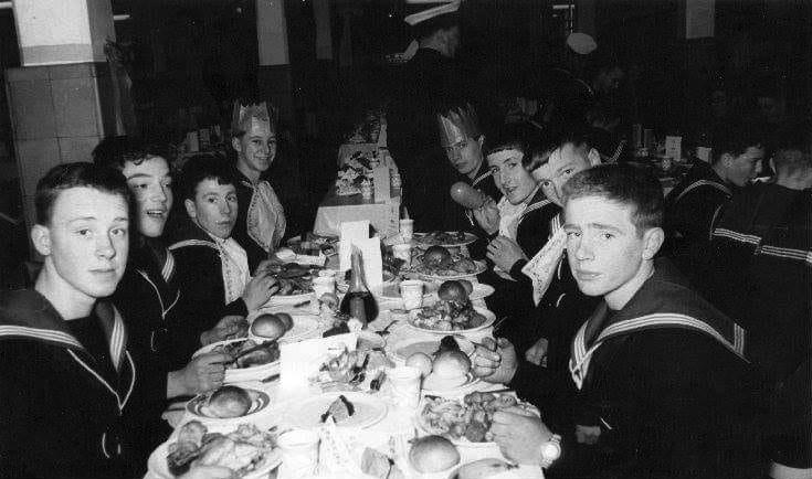 1968, 12TH AUGUST - GARY WILSON, 4 RECR., HAWKE DIV.,CHRISTMAS DINNER,  I AM 2ND FROM FRONT LEFT.jpg