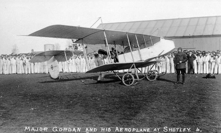 UNDATED - MAJOR GORDON AND HIS AIRCRAFT.jpg