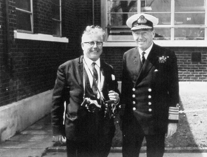 UNDATED - DICKIE DOYLE, MR. FISK WITH ADML. LE FANU WHO WAS CAPT. OF GANGES 1954-57.jpg