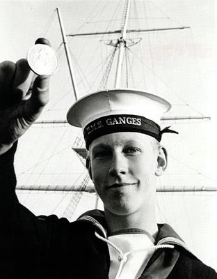 1970 - JOHN LONG WITH HIS MEDAL AS BUTTON BOY FOR THE CERMONIAL MANNING OF THE MAST.jpg