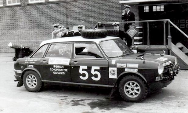 1969, NOVEMBER - KEVIN PEARCE,1970 RALLY CAR OUTSIDE NELSON HALL.JPG