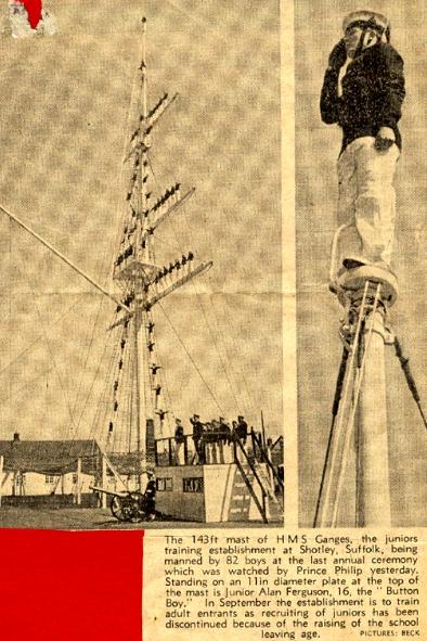 1973 - THE LAST ANNUAL CEREMONIAL MAST MANNING. ALAN FERGUSON BUTTON BOY.jpg