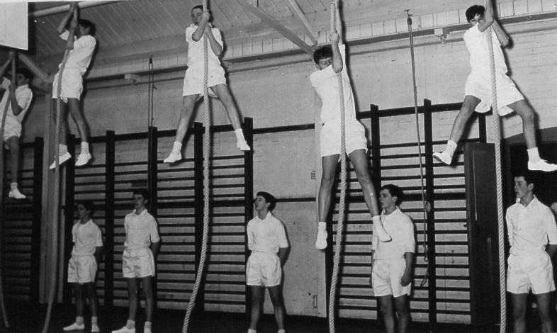 UNDATED - DICKIE DOYLE, ROPE CLIMBING IN THE GYM.jpg