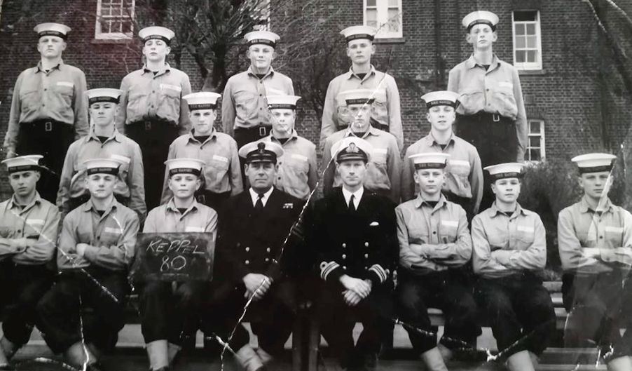 1964 - ANDY CULLEN, KEPPEL, 80 CLASS, I AM FRONT ROW FAR LEFT AND ROCKY HUDSON IS HOLDING THE BOARD