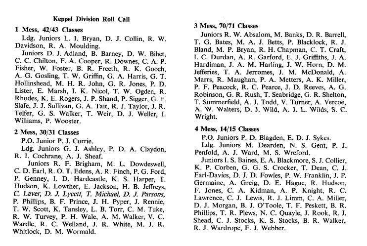 1963 - KEPPEL, DIVISION ROLL CALL, FROM THE CHRISTMAS SHOTLEY MAGAZINE.jpg