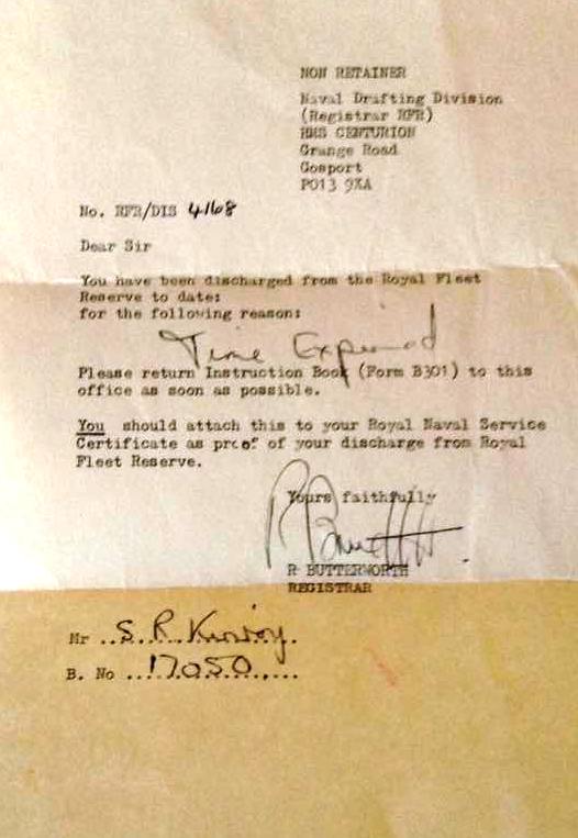 1960, 5TH SEPTEMBER - STEVE KINROY, DISCHARGE LETTER.jpg