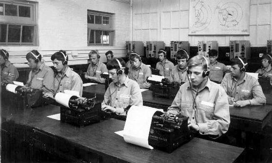 1966, 25TH APRIL -  GEG HOPKINS, EXMOUTH DIV. 239 CLASS, TOUCH TYPING LESSON IN THE SIGNAL SCHOOL.jpg