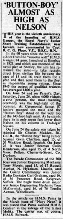 1965, JULY - BUTTON BOY ALMOST AS HIGH AS NELSON, FROM NAVY NEWS.jpg