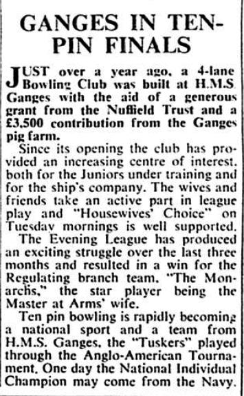 1962, JANUARY - GANGES IN TENPIN FINALS, NAVY NEWS.jpg