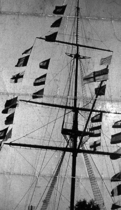 UNDATED - DAVID RYE, THE MAST WITH SEVERAL FLAG HOISTS.jpg